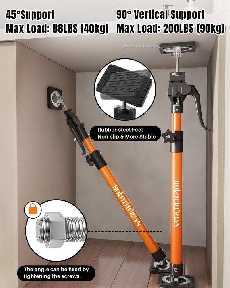 Holothurian Cabinet Jack Support Pole,23.6-45.3 inches Third Hand Tools Adjustable Support Pole, 3rd Hand Support System for Upper Cabinet Installation, 200 LB Capacity, 1-Pack - Image 2